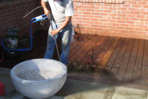 Landscaping Pressure Washing Wood Patio - Landscaping