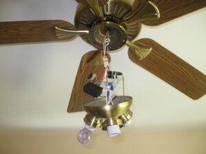 Lighting part of ceiling fan hanging down